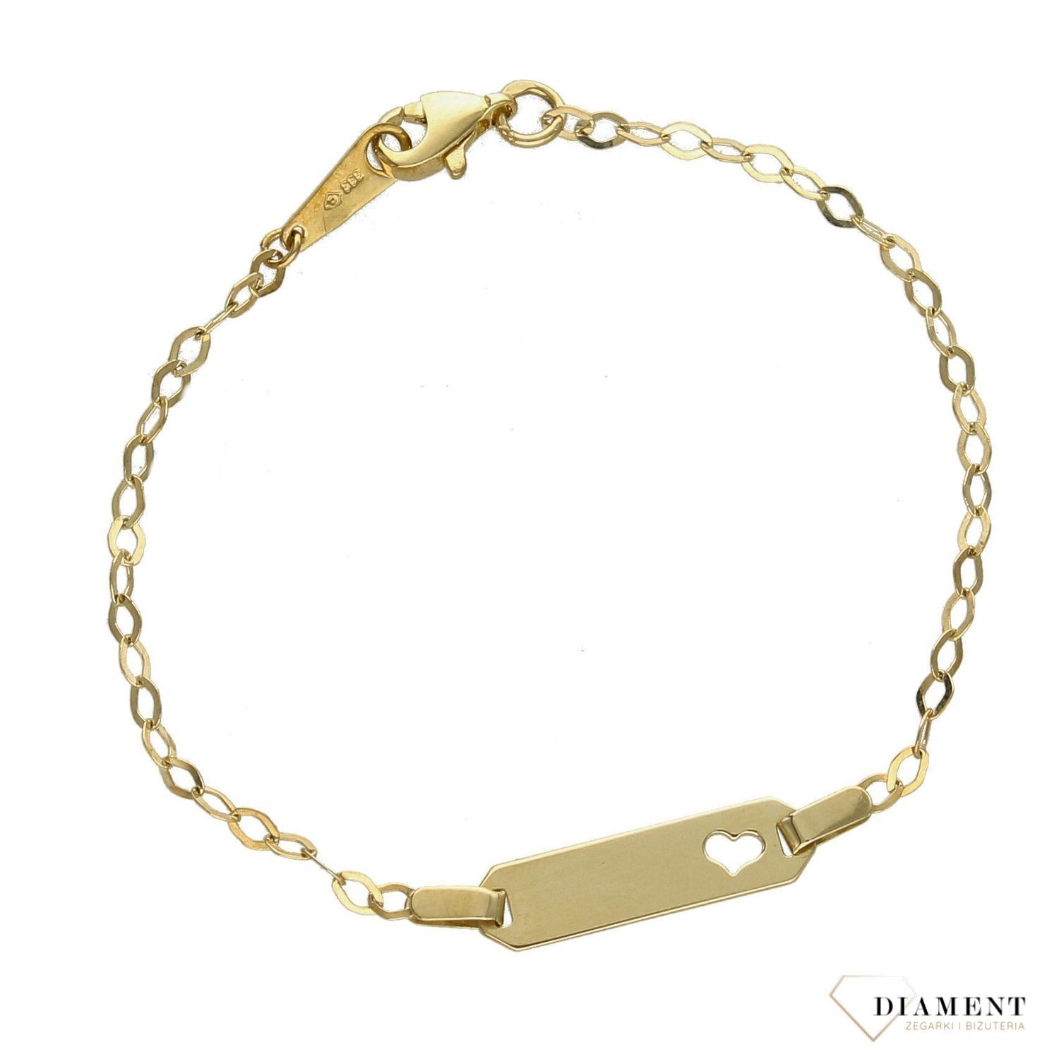 Złota bransoletka blaszka z wyciętym serduszkiem 333.jpg